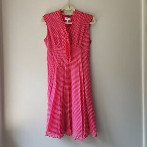 Mimi Maternity - Pink Polka Dot Flounce Dress - Size Large